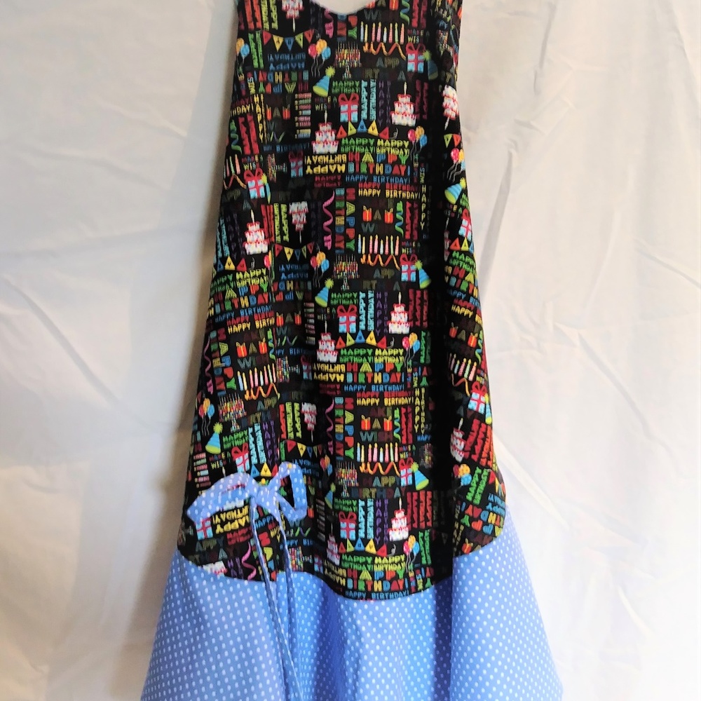 Apron Happy Birthday Blue Handmade fully lined